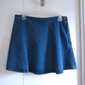 Forever 21 Blue Cotton Denim Jean Flare Skater Miniskirt